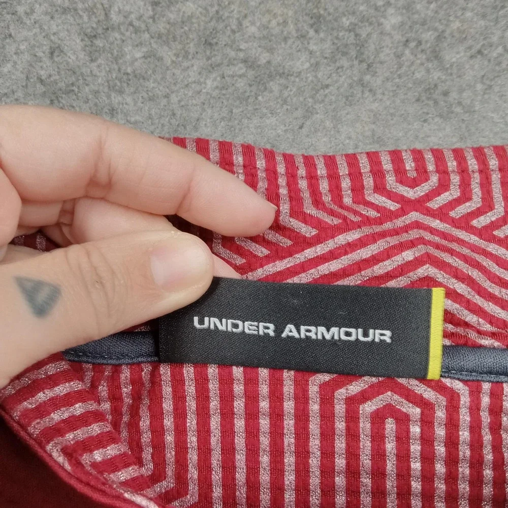 Under Armour Pullover‎ Mens XL Red Colorblock 1/4 Zip Long Sleeve Top 1288057